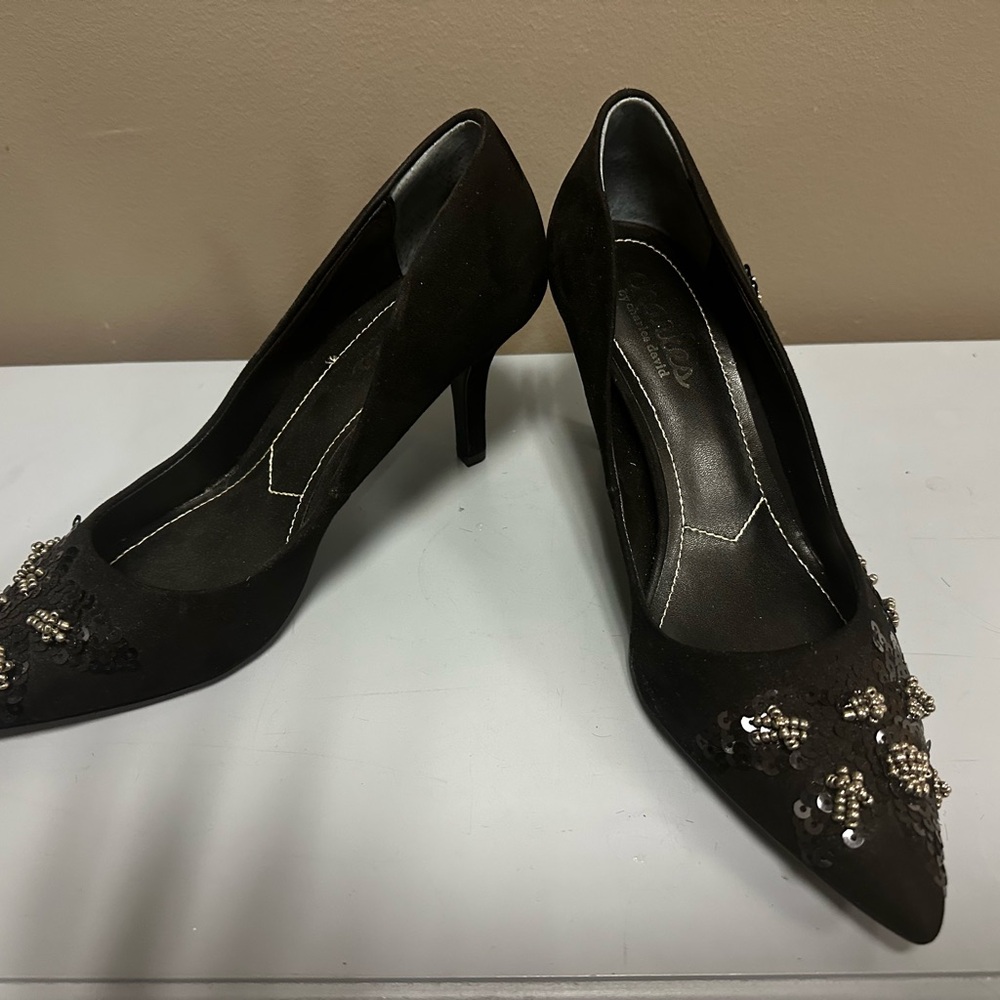 Elegant Black Embellished Women's Heels